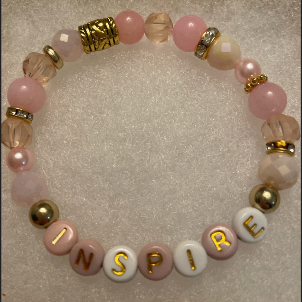Inspire Pink and Gold Beaded Bracelet